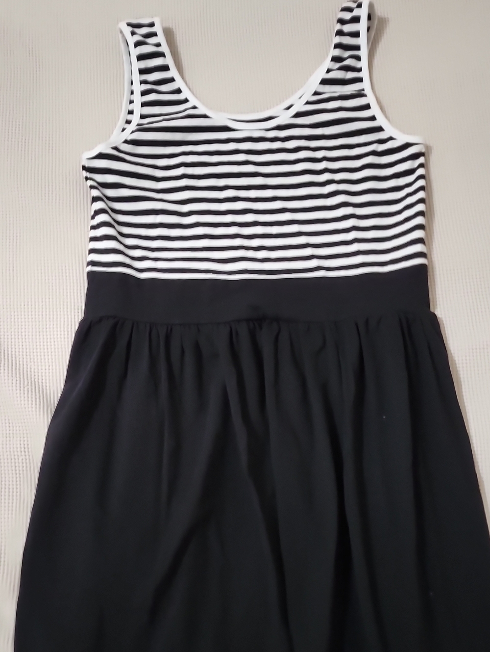 Girls' Black and White Striped Tank Dress
